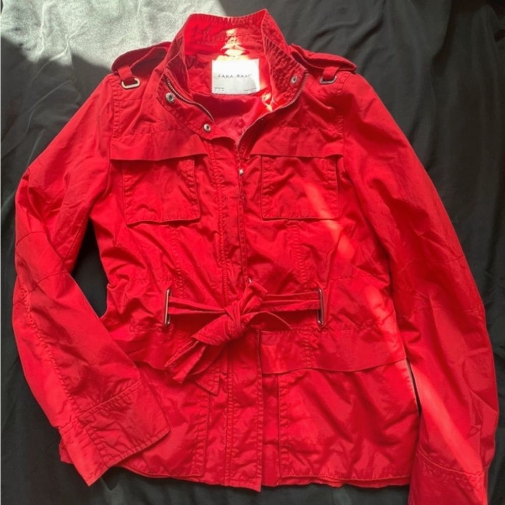 Zara Womens Red Raincoat S